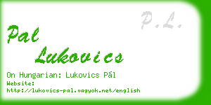 pal lukovics business card